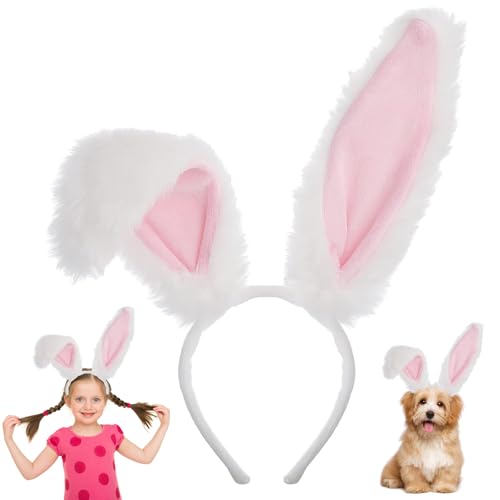 ZWWOGE Hasenohren Kostüm hasenohren haarreif Haarband Cute Ostern Plüsch Hasenohren HaarbäNder Cosplay Kostüm Fancy Dress Up Accessories Hair Styling Party Dekoration Flauschiger Kopfschmuck Erwachsen von ZWWOGE