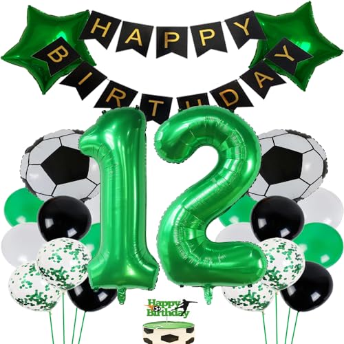 Fußball Luftballon 12 Jahre Geburtstag Deko Grün fussball deko geburtstag kinder 12 jahre geburtstag deko junge 12 jahre fussball Fußball Party Deko von ZWWsullo