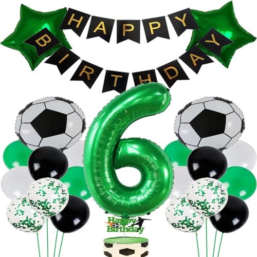 Fußball Luftballon 6 Jahre Geburtstag Deko Grün fussball deko geburtstag kinder 6 jahre geburtstag deko junge 6 jahre fussball Fußball Party Deko von ZWWsullo