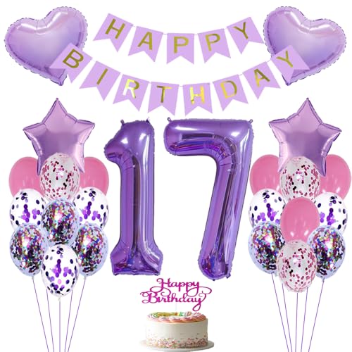 Luftballon 17 Geburtstag Lila Folienballon 17 jahre Geburtstag dekoration mädchen Luftballons Lila Geburtstag Happy Birthday Folienballon 17 Geburtstagsdeko Mädchen Geburtstag Deko Mädchen lila von ZWWsullo