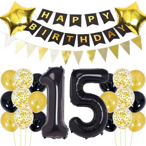 Luftballons 15 Geburtstag Dekoration Schwarz Gold Geburtstagsdeko 15 Jahre Mann Geburtstag 15 Junge Folienballon 15 Geburtstag Deko Junge Geburtstagsdeko 15 Jahr Junge Party Deko Gold Schwarz Luftballons 15 Geburtstag Dekoration Schwarz Gold Geburtstagsdeko 15 Jahre Mann Geburtstag 15 Junge Folienballon 15 Geburtstag Deko Junge Geburtstagsdeko 15 Jahr Junge Party Deko Gold Schwarz von ZWWsullo