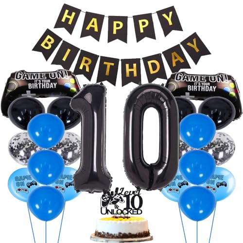 ZWWsullo Gamecontroller Luftballons Party Deko Geburtstag Junge 10 Jahre Videospiel Geburtstagsdeko 10 Jahre Gaming Party Geburtstag Deko 10 jahre 10 geburtstag junge von ZWWsullo