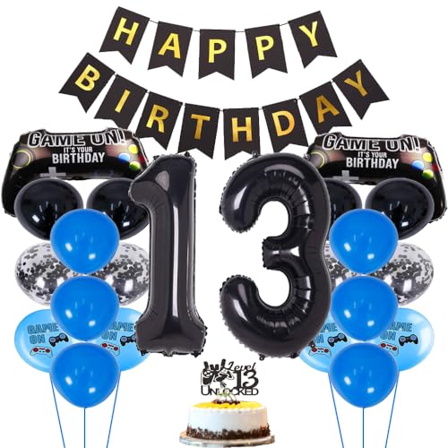 ZWWsullo Gamecontroller Luftballons Party Deko Geburtstag Junge 13 Jahre Videospiel Geburtstagsdeko 13 Jahre Gaming Party Geburtstag Deko 13 jahre 13 geburtstag junge von ZWWsullo