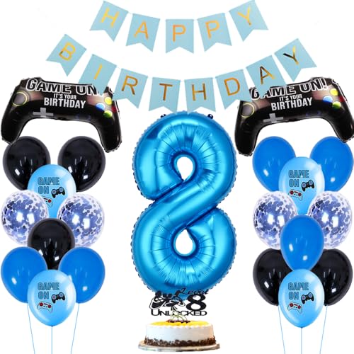 ZWWsullo Gamer Deko 8 Geburtstag Happy Birthday Girlande Banner Deko Junge geburtstag 8 Gamecontroller Luftballons Happy Birthday Girlande Banner Kinder Videospiel Thema Party Zubehör ZWWsullo Gamer Deko 8 Geburtstag Happy Birthday Girlande Banner Deko Junge geburtstag 8 Gamecontroller Luftballons Happy Birthday Girlande Banner Kinder Videospiel Thema Party Zubehör von ZWWsullo