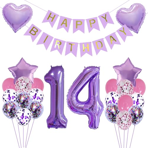 ZWWsullo Geburtstag Party Dekoration 14 Geburtstag Party Dekoration Zubehör 14 Geburtstag Deko Banner Lila Geburtstagsdeko 14 Mädchen Luftballons Geburtstag Set 14 Geburtstag Dekorationen ZWWsullo Geburtstag Party Dekoration 14 Geburtstag Party Dekoration Zubehör 14 Geburtstag Deko Banner Lila Geburtstagsdeko 14 Mädchen Luftballons Geburtstag Set 14 Geburtstag Dekorationen von ZWWsullo