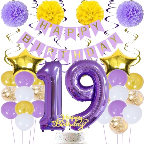 ZWWsullo Geburtstag Party Dekoration 19 Geburtstag Party Dekoration Zubehör 19 Geburtstag Deko Banner Lila Geburtstagsdeko 19 Mädchen Luftballons Geburtstag Set 19 Geburtstag Dekorationen ZWWsullo Geburtstag Party Dekoration 19 Geburtstag Party Dekoration Zubehör 19 Geburtstag Deko Banner Lila Geburtstagsdeko 19 Mädchen Luftballons Geburtstag Set 19 Geburtstag Dekorationen von ZWWsullo