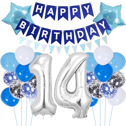 ZWWsullo Geburtstagsdeko 14 Jahre Junge Happy Birthday Deko Geburtstag Junge Folienballon 14 Geburtstag Deko 14 Ballon Blau Deko Luftballon 14. Geburtstag Junge deko Folienballon Party-Deko zum ZWWsullo Geburtstagsdeko 14 Jahre Junge Happy Birthday Deko Geburtstag Junge Folienballon 14 Geburtstag Deko 14 Ballon Blau Deko Luftballon 14. Geburtstag Junge deko Folienballon Party-Deko zum von ZWWsullo