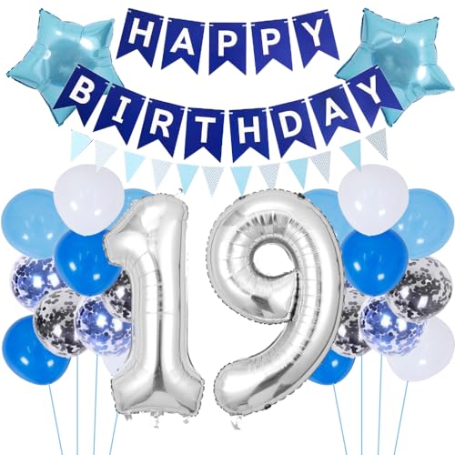 ZWWsullo Geburtstagsdeko 19 Jahre Junge Happy Birthday Deko Geburtstag Junge Folienballon 19 Geburtstag Deko 19 Ballon Blau Deko Luftballon 19. Geburtstag Junge deko Folienballon Party-Deko zum ZWWsullo Geburtstagsdeko 19 Jahre Junge Happy Birthday Deko Geburtstag Junge Folienballon 19 Geburtstag Deko 19 Ballon Blau Deko Luftballon 19. Geburtstag Junge deko Folienballon Party-Deko zum von ZWWsullo