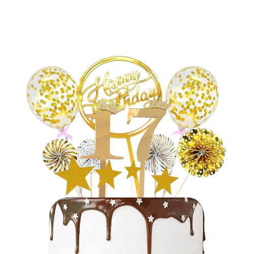 ZWWsullo Happy Birthday Tortendeko 17 Geburtstag Deko Cake geburtstagskuchen deko tortendeko geburtstag 17 happy birthday 17 tortendeko Kuchendeko Tortenstecker Birthday Cake Topper 17 geburtstag von ZWWsullo