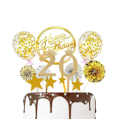 ZWWsullo Happy Birthday Tortendeko 20 Geburtstag Deko Cake geburtstagskuchen deko tortendeko geburtstag 20 happy birthday 20 tortendeko Kuchendeko Tortenstecker Birthday Cake Topper 20 geburtstag von ZWWsullo