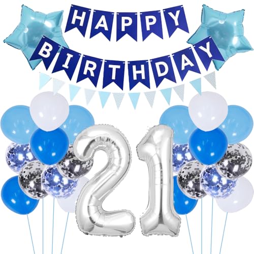 ZWWsullo Luftballon 21 Geburtstag Deko Junge Blau Dekoration Silber Geburtstagsdeko 21 Jahre ballon silber blau tortendeko Folienballon Geburtstagsdeko PartyDeko Luftballon Geburtstag Jungen ZWWsullo Luftballon 21 Geburtstag Deko Junge Blau Dekoration Silber Geburtstagsdeko 21 Jahre ballon silber blau tortendeko Folienballon Geburtstagsdeko PartyDeko Luftballon Geburtstag Jungen von ZWWsullo