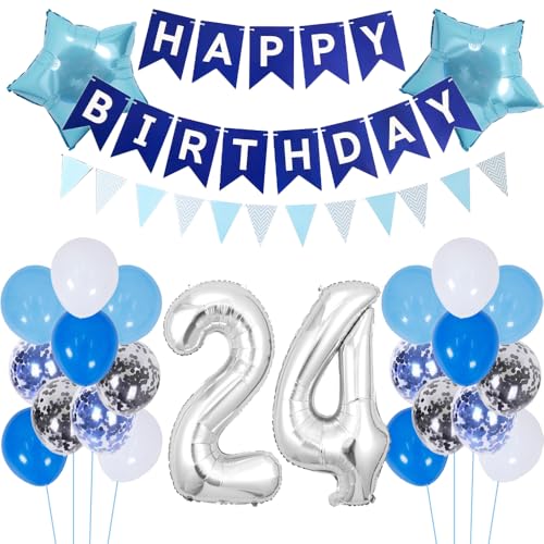 ZWWsullo Luftballon 24 Geburtstag Deko Junge Blau Dekoration Silber Geburtstagsdeko 24 Jahre ballon silber blau tortendeko Folienballon Geburtstagsdeko PartyDeko Luftballon Geburtstag Jungen ZWWsullo Luftballon 24 Geburtstag Deko Junge Blau Dekoration Silber Geburtstagsdeko 24 Jahre ballon silber blau tortendeko Folienballon Geburtstagsdeko PartyDeko Luftballon Geburtstag Jungen von ZWWsullo