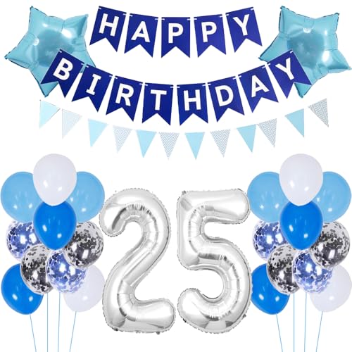 ZWWsullo Luftballon 25 Geburtstag Deko Junge Blau Dekoration Silber Geburtstagsdeko 25 Jahre ballon silber blau tortendeko Folienballon Geburtstagsdeko PartyDeko Luftballon Geburtstag Jungen ZWWsullo Luftballon 25 Geburtstag Deko Junge Blau Dekoration Silber Geburtstagsdeko 25 Jahre ballon silber blau tortendeko Folienballon Geburtstagsdeko PartyDeko Luftballon Geburtstag Jungen von ZWWsullo