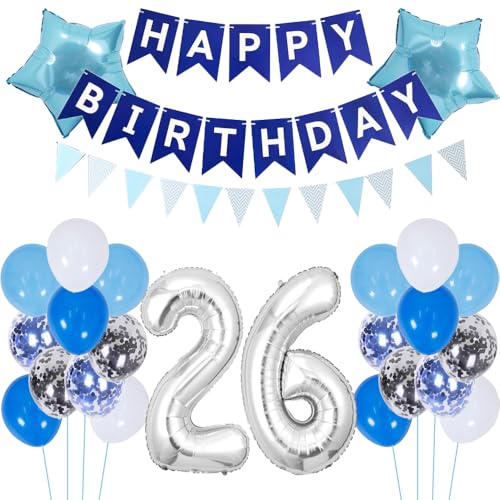 ZWWsullo Luftballon 26 Geburtstag Deko Junge Blau Dekoration Silber Geburtstagsdeko 26 Jahre ballon silber blau tortendeko Folienballon Geburtstagsdeko PartyDeko Luftballon Geburtstag Jungen ZWWsullo Luftballon 26 Geburtstag Deko Junge Blau Dekoration Silber Geburtstagsdeko 26 Jahre ballon silber blau tortendeko Folienballon Geburtstagsdeko PartyDeko Luftballon Geburtstag Jungen von ZWWsullo