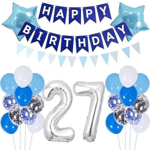ZWWsullo Luftballon 27 Geburtstag Deko Junge Blau Dekoration Silber Geburtstagsdeko 27 Jahre ballon silber blau tortendeko Folienballon Geburtstagsdeko PartyDeko Luftballon Geburtstag Jungen ZWWsullo Luftballon 27 Geburtstag Deko Junge Blau Dekoration Silber Geburtstagsdeko 27 Jahre ballon silber blau tortendeko Folienballon Geburtstagsdeko PartyDeko Luftballon Geburtstag Jungen von ZWWsullo