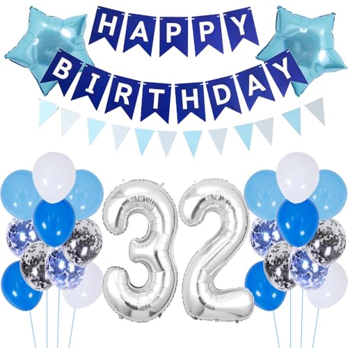 ZWWsullo Luftballon 32 Geburtstag Deko Junge Blau Dekoration Silber Geburtstagsdeko 32 Jahre ballon silber blau tortendeko Folienballon Geburtstagsdeko PartyDeko Luftballon Geburtstag Jungen ZWWsullo Luftballon 32 Geburtstag Deko Junge Blau Dekoration Silber Geburtstagsdeko 32 Jahre ballon silber blau tortendeko Folienballon Geburtstagsdeko PartyDeko Luftballon Geburtstag Jungen von ZWWsullo