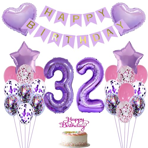 ZWWsullo Luftballon 32 Geburtstag Folienballon Deko jahre Geburtstag dekoration mädchen Luftballons Lila Happy Birthday Folienballon 32 Geburtstagsdeko Lila Geburtstagdeko Dekoration ZWWsullo Luftballon 32 Geburtstag Folienballon Deko jahre Geburtstag dekoration mädchen Luftballons Lila Happy Birthday Folienballon 32 Geburtstagsdeko Lila Geburtstagdeko Dekoration von ZWWsullo