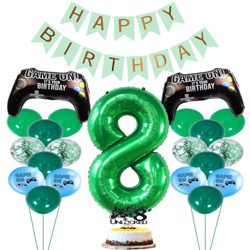 ZWWsullo Luftballon 8 Geburtstag Deko Grün Geburtstagsdeko Jungen 8 Jahre Game-Controller-Luftballons Happy Birthday-Banner Videospiel Luftballon 8 Geburtstag Gamer Deko Geburtstagsdeko ZWWsullo Luftballon 8 Geburtstag Deko Grün Geburtstagsdeko Jungen 8 Jahre Game-Controller-Luftballons Happy Birthday-Banner Videospiel Luftballon 8 Geburtstag Gamer Deko Geburtstagsdeko von ZWWsullo