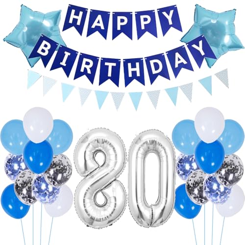 ZWWsullo Luftballon 80 Geburtstag Deko Junge Blau Dekoration Silber Geburtstagsdeko 80 Jahre ballon silber blau tortendeko Folienballon Geburtstagsdeko PartyDeko Luftballon Geburtstag Jungen ZWWsullo Luftballon 80 Geburtstag Deko Junge Blau Dekoration Silber Geburtstagsdeko 80 Jahre ballon silber blau tortendeko Folienballon Geburtstagsdeko PartyDeko Luftballon Geburtstag Jungen von ZWWsullo