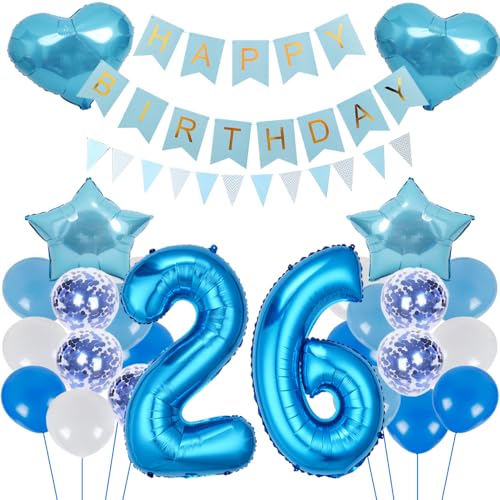 ZWWsullo Luftballon Geburtstagsdeko Jungen Blau Zahl 26 Geburtstag Mädchen Luftballon-Zahl Riesen Folienballon Geburtstagsdeko Junge Dekoration 26 jahre Geburtstag Junge Party Dekoration ZWWsullo Luftballon Geburtstagsdeko Jungen Blau Zahl 26 Geburtstag Mädchen Luftballon-Zahl Riesen Folienballon Geburtstagsdeko Junge Dekoration 26 jahre Geburtstag Junge Party Dekoration von ZWWsullo