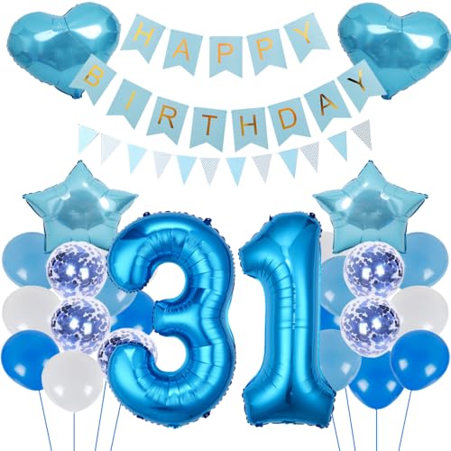 ZWWsullo Luftballon Geburtstagsdeko Jungen Blau Zahl 31 Geburtstag Mädchen Luftballon-Zahl Riesen Folienballon Geburtstagsdeko Junge Dekoration 31 jahre Geburtstag Junge Party Dekoration ZWWsullo Luftballon Geburtstagsdeko Jungen Blau Zahl 31 Geburtstag Mädchen Luftballon-Zahl Riesen Folienballon Geburtstagsdeko Junge Dekoration 31 jahre Geburtstag Junge Party Dekoration von ZWWsullo