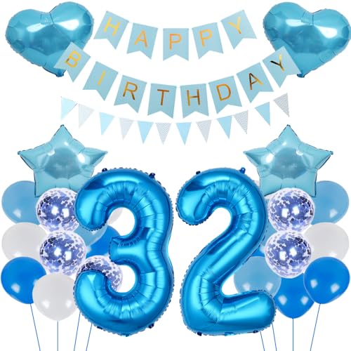 ZWWsullo Luftballon Geburtstagsdeko Jungen Blau Zahl 32 Geburtstag Mädchen Luftballon-Zahl Riesen Folienballon Geburtstagsdeko Junge Dekoration 32 jahre Geburtstag Junge Party Dekoration ZWWsullo Luftballon Geburtstagsdeko Jungen Blau Zahl 32 Geburtstag Mädchen Luftballon-Zahl Riesen Folienballon Geburtstagsdeko Junge Dekoration 32 jahre Geburtstag Junge Party Dekoration von ZWWsullo