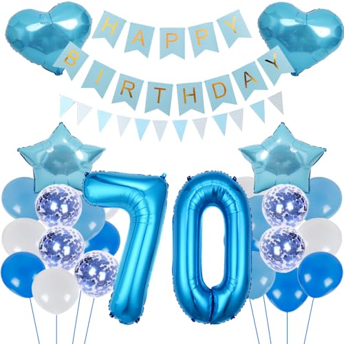ZWWsullo Luftballon Geburtstagsdeko Jungen Blau Zahl 70 Geburtstag Mädchen Luftballon-Zahl Riesen Folienballon Geburtstagsdeko Junge Dekoration 70 jahre Geburtstag Junge Party Dekoration von ZWWsullo