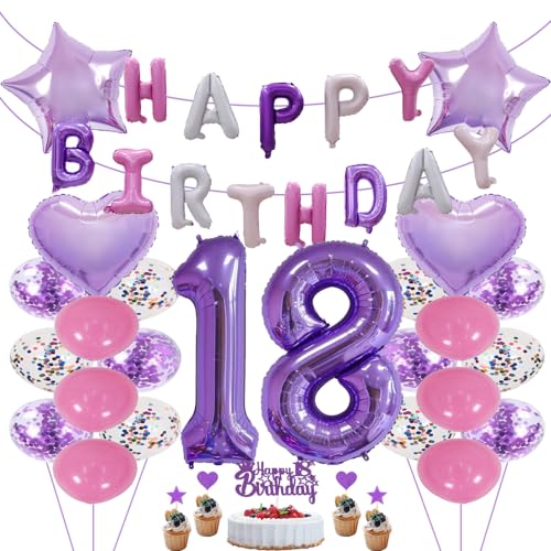 ZWWsullo Luftballon zum 18 Geburtstag lila geburtstagsdeko Happy Birthday Banner mit Pompoms Papier Girlande Folienballon 18 Geburtstag deko Riesen Folienballon Zahl 18 Geburtstag Lila Deko ZWWsullo Luftballon zum 18 Geburtstag lila geburtstagsdeko Happy Birthday Banner mit Pompoms Papier Girlande Folienballon 18 Geburtstag deko Riesen Folienballon Zahl 18 Geburtstag Lila Deko von ZWWsullo