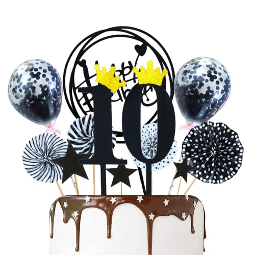 ZWWsullo Tortendeko 10 Schwarz Happy Birthday Tortendeko Glitzer Happy 10th Birthday Cake Topper tortendeko 10 geburtstag junge kuchendeko 10 geburtstag junge essbar 10 Geburtstagstorte Topper ZWWsullo Tortendeko 10 Schwarz Happy Birthday Tortendeko Glitzer Happy 10th Birthday Cake Topper tortendeko 10 geburtstag junge kuchendeko 10 geburtstag junge essbar 10 Geburtstagstorte Topper von ZWWsullo