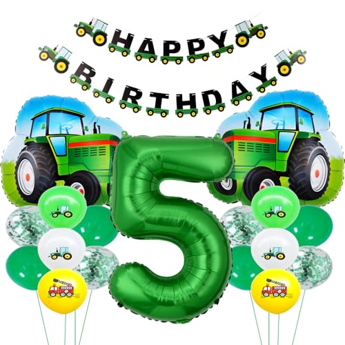 ZWWsullo Traktor Geburtstag Geko 5 Jahre geschenke zum 5 geburtstag junge geburtstag 5 jahre junge luftballons 5 jahre Luftballon Traktor Deko kindergeburtstag traktor geburtstag deko 5 jahre von ZWWsullo