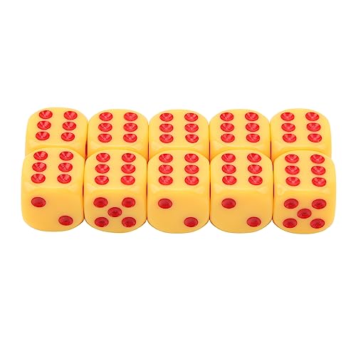ZWZRFMZHML 16-mm-Würfelset, 6-seitige Standardwürfel Mit Tragbarer Kunststoffbox, Solide Vintage-Farben, Standard-Würfel Mit Runden Ecken, Mathe-Lehrmittel, Klassenzimmer-Zubehör(gelbe rote Punkte) von ZWZRFMZHML