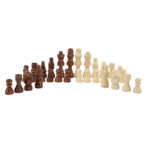 ZWZRFMZHML 32-teiliges Schachspiel aus Holz, Schach- Und Dame-Set aus Holz, Tragbare Faltbare Reise-Schachspielsets, Preisgünstiges Turnier-Schachspiel, Schachfiguren Nur Mit Filz Für Profis von ZWZRFMZHML