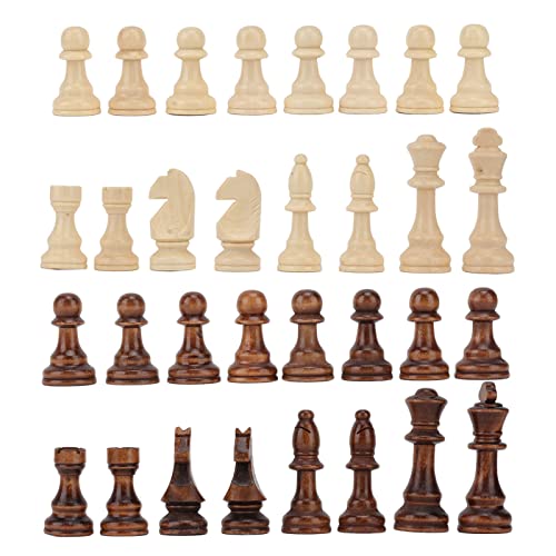 ZWZRFMZHML Nur 32 Stück Holzschachfiguren, Jeweils Holzschachfiguren, Holzschachfiguren, Holzschachfiguren Für Schachspielbrett, 2 Farben Leichte, Glänzende Schachfiguren Für Professionelle Anfänger von ZWZRFMZHML