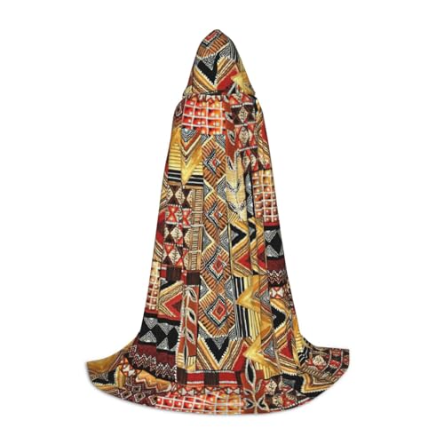 ZXERTG Afrikanischer Textil-Patchwork-Druck, Kapuzenumhang für Halloween-Kostüme, perfekt für Zauberer, Vampir, Sensenmann und mehr Cosplay von ZXERTG