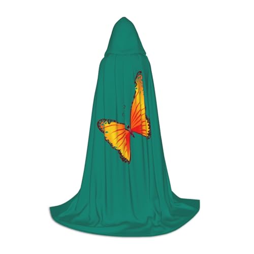 ZXERTG Hübscher Kapuzenumhang mit Schmetterlings-Aufdruck, für Halloween-Kostüme, perfekt für Zauberer, Vampir, Sensenmann und Cosplay von ZXERTG