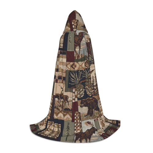 ZXERTG Kapuzenumhang mit Bärenmotiv und Hirsch-Motiv, für Halloween-Kostüme, perfekt für Zauberer, Vampir, Sensenmann, mehr Cosplay von ZXERTG