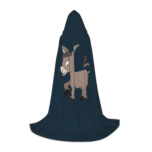 ZXERTG Kapuzenumhang mit Cartoon-Esel-Aufdruck, für Halloween-Kostüme, perfekt für Zauberer, Vampir, Sensenmann und Cosplay von ZXERTG