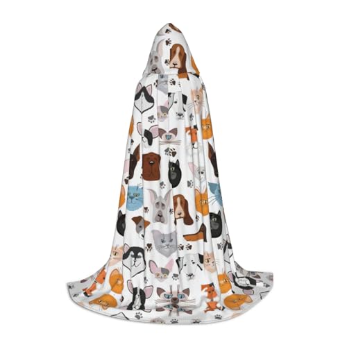 ZXERTG Kapuzenumhang mit Cartoon-Katzen- und Hundemotiv für Halloween-Kostüme, perfekt für Zauberer, Vampir, Sensenmann und Cosplay ZXERTG Kapuzenumhang mit Cartoon-Katzen- und Hundemotiv für Halloween-Kostüme, perfekt für Zauberer, Vampir, Sensenmann und Cosplay von ZXERTG