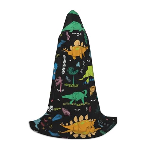ZXERTG Kapuzenumhang mit Dinosaurier-Palmblatt-Druck, für Halloween-Kostüme, perfekt für Zauberer, Vampir, Sensenmann, mehr Cosplay von ZXERTG
