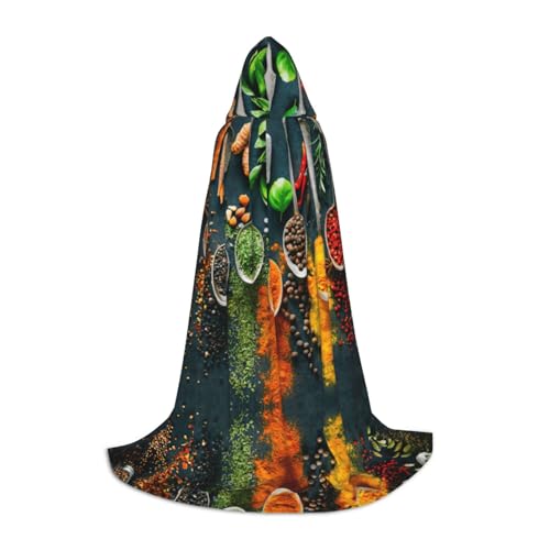 ZXERTG Kapuzenumhang mit Gewürzaufdruck für Halloween-Kostüme, perfekt für Zauberer, Vampir, Sensenmann und Cosplay ZXERTG Kapuzenumhang mit Gewürzaufdruck für Halloween-Kostüme, perfekt für Zauberer, Vampir, Sensenmann und Cosplay von ZXERTG