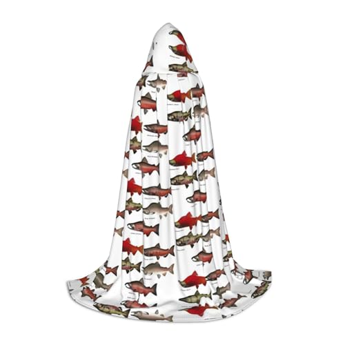 ZXERTG Kapuzenumhang mit Lachsdruck für Halloween-Kostüme, perfekt für Zauberer, Vampir, Sensenmann und Cosplay ZXERTG Kapuzenumhang mit Lachsdruck für Halloween-Kostüme, perfekt für Zauberer, Vampir, Sensenmann und Cosplay von ZXERTG