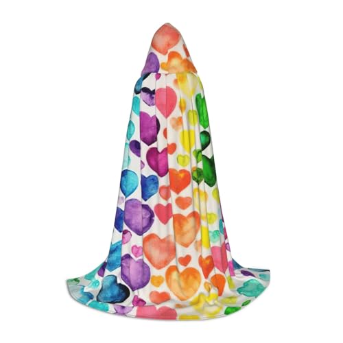 ZXERTG Kapuzenumhang mit Regenbogen-Herz-Aufdruck für Halloween-Kostüme, perfekt für Zauberer, Vampir, Sensenmann und Cosplay ZXERTG Kapuzenumhang mit Regenbogen-Herz-Aufdruck für Halloween-Kostüme, perfekt für Zauberer, Vampir, Sensenmann und Cosplay von ZXERTG