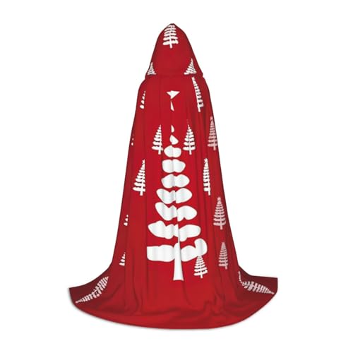 ZXERTG Kapuzenumhang mit Weihnachtsbaum-Aufdruck für Halloween-Kostüme, perfekt für Zauberer, Vampir, Sensenmann und Cosplay von ZXERTG