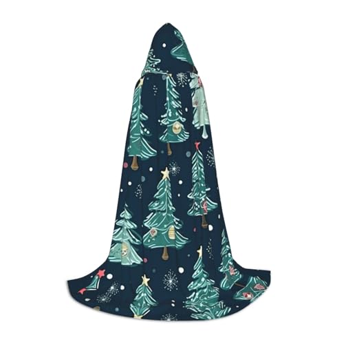 ZXERTG Kapuzenumhang mit Weihnachtsbaumkugeln, Sternen, für Halloween-Kostüme, perfekt für Zauberer, Vampir, Sensenmann, mehr Cosplay von ZXERTG