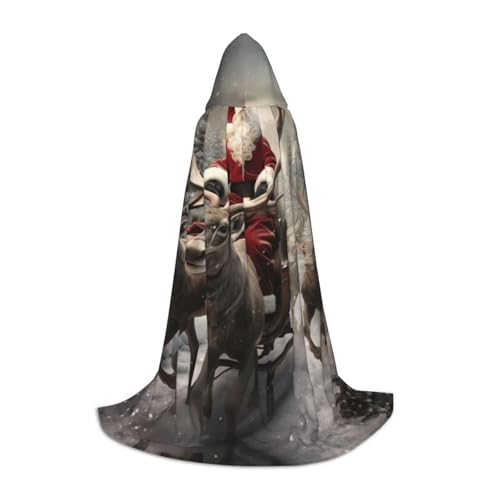 ZXERTG Kapuzenumhang mit Weihnachtsmann-Aufdruck, für Halloween-Kostüme, perfekt für Zauberer, Vampir, Sensenmann und Cosplay von ZXERTG
