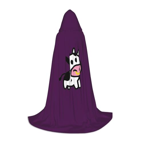 ZXERTG Kapuzenumhang mit niedlichem Kuh-Druck, für Halloween-Kostüme, perfekt für Zauberer, Vampir, Sensenmann und Cosplay von ZXERTG