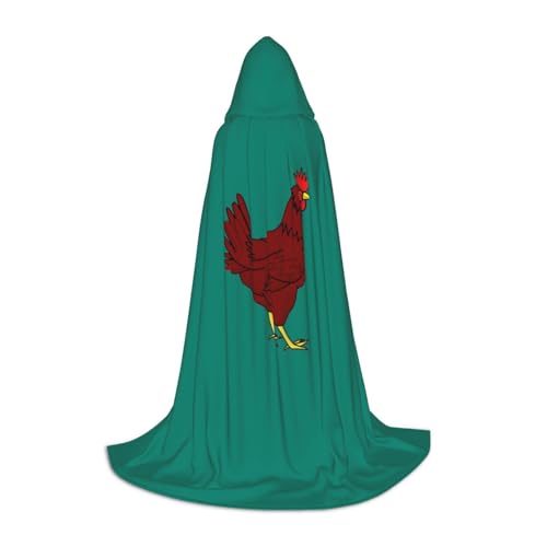 ZXERTG Kapuzenumhang mit rotem Huhn-Aufdruck, für Halloween-Kostüme, perfekt für Zauberer, Vampir, Sensenmann und Cosplay von ZXERTG