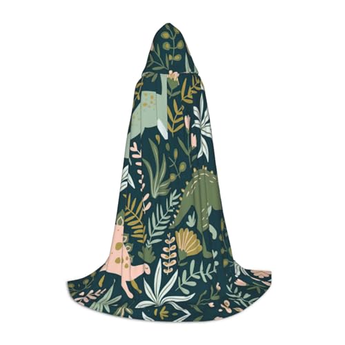 ZXERTG Kapuzenumhang mit süßem Dinosaurier-Druck für Halloween-Kostüme, perfekt für Zauberer, Vampir, Sensenmann und Cosplay von ZXERTG