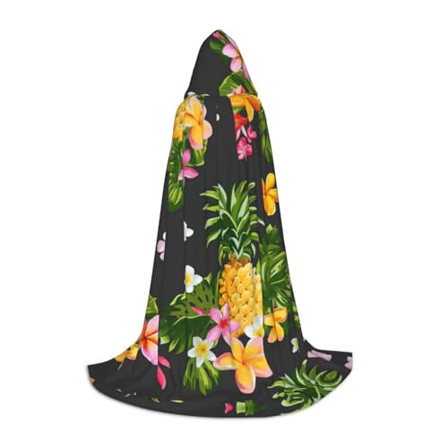 ZXERTG Kapuzenumhang mit tropischem Ananas-Druck, für Halloween-Kostüme, perfekt für Zauberer, Vampir, Sensenmann, Cosplay von ZXERTG