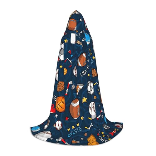 ZXERTG Sport-Baseball-Spiel-Druck, Kapuzenumhang für Halloween-Kostüme, perfekt für Zauberer, Vampir, Sensenmann, mehr Cosplay von ZXERTG